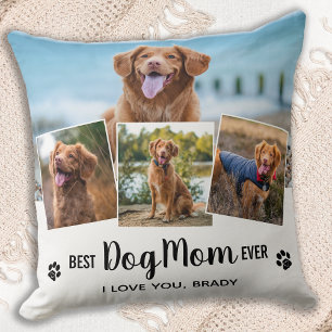 Beste Mama für Hunde je weiße FotoCollage Kissen