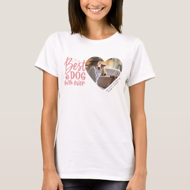 Beste Mama für Hunde Name Pet Foto Rosa T - Shirt (Vorderseite)