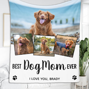 Beste Mama für Hunde Personalisiert 4 FotoCollage Fleecedecke
