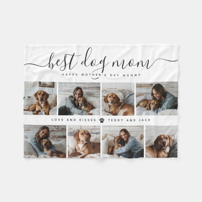 Beste Mama für Hunde: Personalisierter Foto Mutter Fleecedecke (Vorderseite (Horizontal))