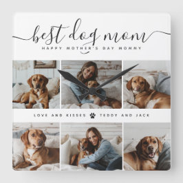 Beste Mama für Hunde: Personalisierter Foto Mutter Quadratische Wanduhr
