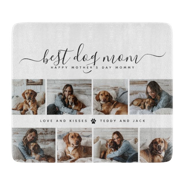 Beste Mama für Hunde: Personalisierter Foto Mutter Schneidebrett (Vorderseite)
