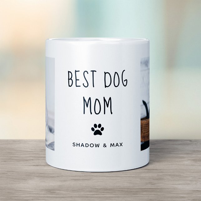Beste Mama für Hunde | Zwei handgeschriebene Fotos Kaffeetasse (Von Creator hochgeladen)
