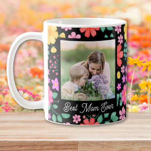 Beste Mama für jede lebendige Blumenfoto-Collage Kaffeetasse
