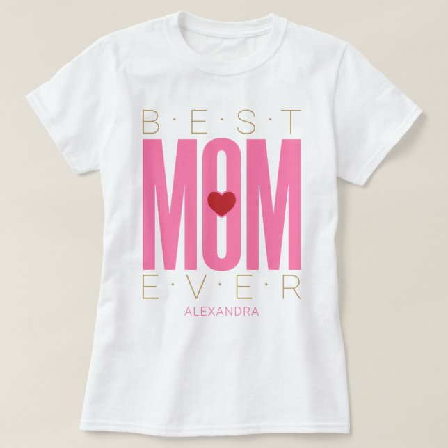 Beste Mama für jeden Rosa-Rot-Gold-Namen T-Shirt (Design vorne)
