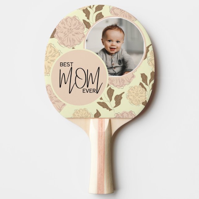Beste Mama für jedes Blumenmuster Foto Tischtennis Schläger (Vorderseite)