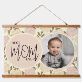 Beste Mama für jedes Blumenmuster Foto Wandteppich Mit Holzrahmen