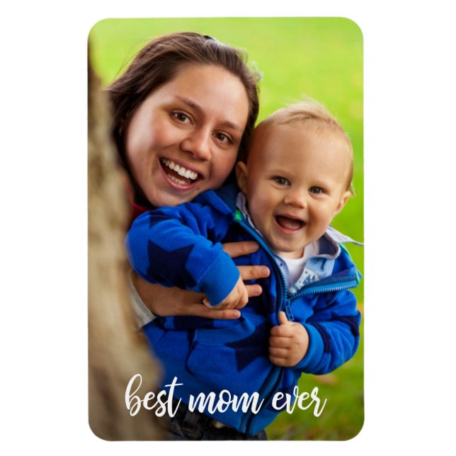 Beste Mama für jedes weiße Skriptfoto-Template Magnet (Vertikal)