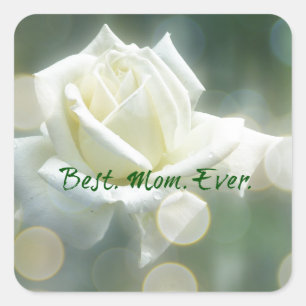 Beste Mama für jedes Zitat mit Rose Quadratischer Aufkleber