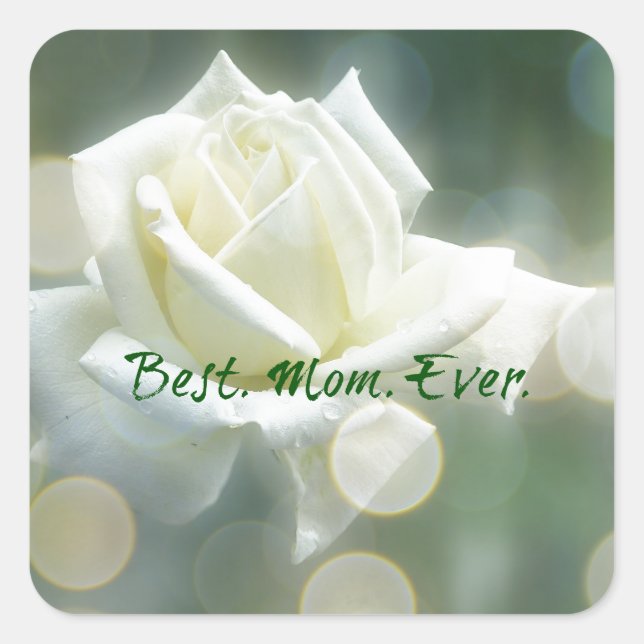 Beste Mama für jedes Zitat mit Rose Quadratischer Aufkleber (Vorderseite)