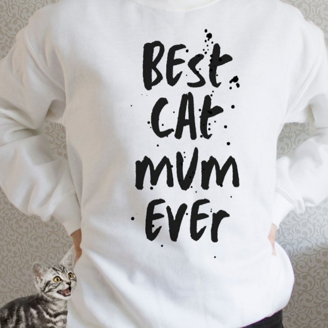Beste Mama für Katzen je Modernes Einfaches Niedli Sweatshirt (best cat mum ever sweatshirt in black handwritten typo with a trendy grunge and modern style)