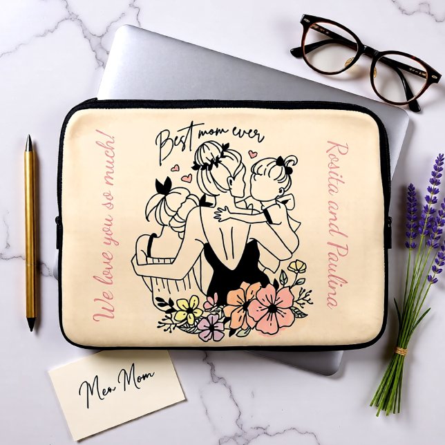 Beste Mama für Mama, Kinder und Blume Laptopschutzhülle (Best Mom Ever Floral Mother Love Laptop Sleeve)