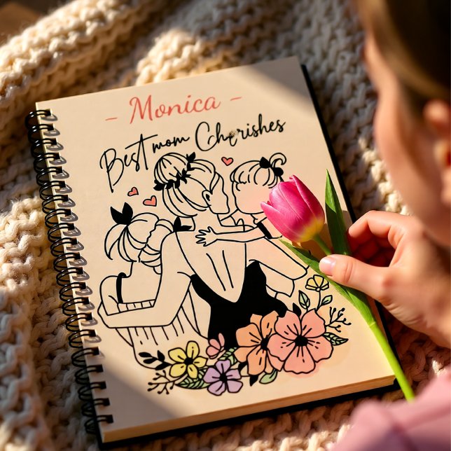 Beste Mama für Mama, Kinder und Blume Notizblock (Best Mom Ever Mother and Children Floral Notebook)