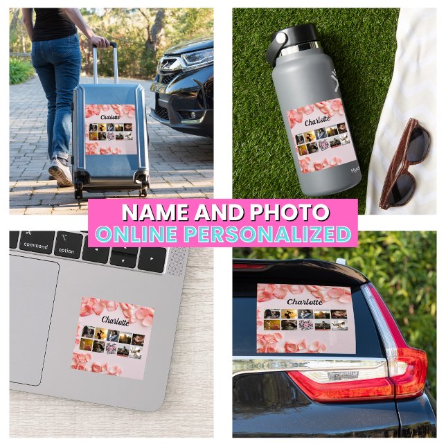 Beste Mama für Musterskripte in jeder Muttersprach Aufkleber (Floral Script Best Mom Ever Mother's Photo Collage Sticker
)