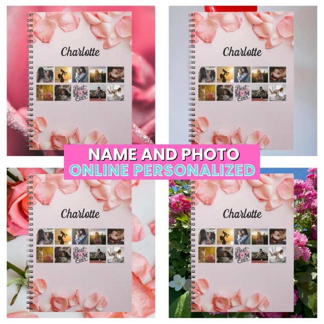 Beste Mama für Musterskripte in jeder Muttersprach Notizblock (Floral Script Best Mom Ever Mother's Photo Collage Notebook
)