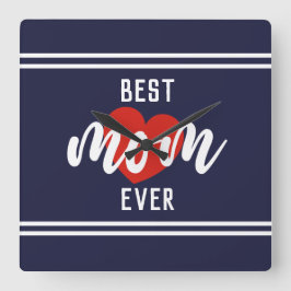 Beste Mama für niedlichen Text je mit Herz Quadratische Wanduhr