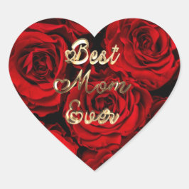 Beste Mama für Rote Rosen im Herzen Herz-Aufkleber
