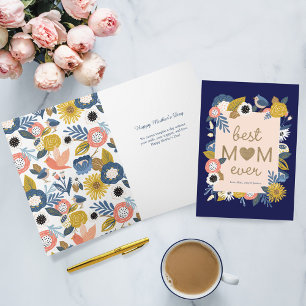 Beste Mama für Vögel und pflanzliche Rahmen Karte