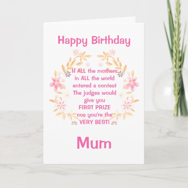 Beste Mama Gedicht Happy Birthday Card Karte (Vorderseite)