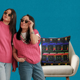 Beste Mama gefilterte farbige Blöcke Schwarzer Hin Kissen