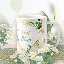 Beste Mama Gold Glitzer Blumenstrauß Rose Blätter Kaffeetasse