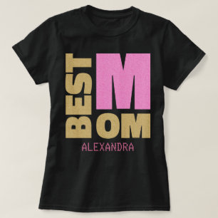Beste Mama Gold Pink Glitzer Name individuell ange T-Shirt