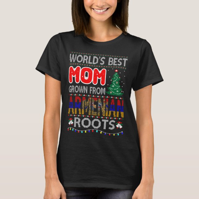Beste Mama Grown Armenian Roots Weihnachtssüßer T-Shirt (Vorderseite)