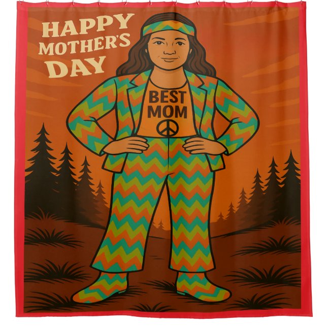 Beste Mama Hippie Duschvorhang (Vorderseite)