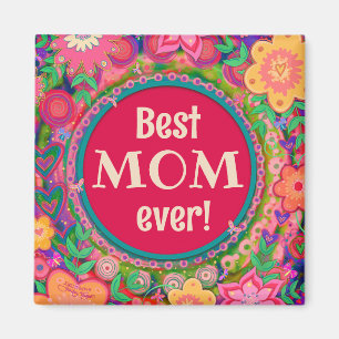 Beste Mama Hübsch Pink Whimsical Floral Fun Magnet