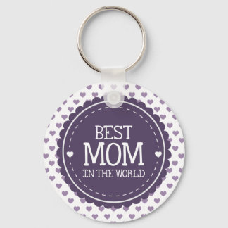 Beste Mama in den Herzen und im Kreis der Violette Schlüsselanhänger
