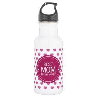 Beste Mama in den rosa Herzen und im Kreislauf der Edelstahlflasche
