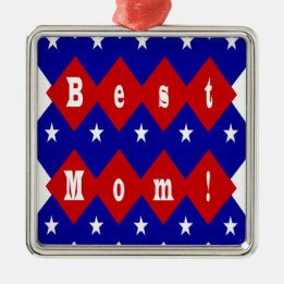 Beste Mama in der patentierten Diamantform Silbernes Ornament