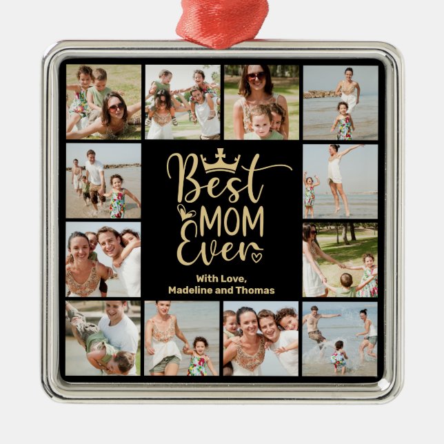 Beste Mama je 12 FotoCollage Ornament Aus Metall (Vorne)