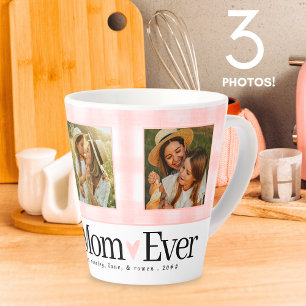 Beste Mama je 3 Foto Mütter Tag Gingham Herz Milchtasse