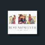 Beste Mama je | 3-Foto-Muttertagsherz Leinwanddruck<br><div class="desc">Individuell gestaltbarer mütterlicher Foto-Block mit 3 Fotos,  darunter ein lustiger Typografie-Schriftart,  der "Beste Mutter aller Zeiten" mit Herzenslust im Buchstaben "O" sagt. Perfektes Geschenk für die Mutter.</div>
