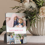 Beste Mama je 3 Foto Niedlich Herztypografie Plaqu Fotoplatte<br><div class="desc">Personalisiert 3 Foto Plakatgeschenk für die beste Mutter aller Zeiten, die Sie mit Ihrer persönlichen Nachricht, wie ich Liebe Sie und Ihren Namen personalisieren können. Die Fotovorlage zeigt Ihre Bilder in einer kleinen Collage aus 2x Landschaft und 1x Portraitbildern in Foto. Best Mama Ever ist in whimsical Typografie geschrieben und...</div>