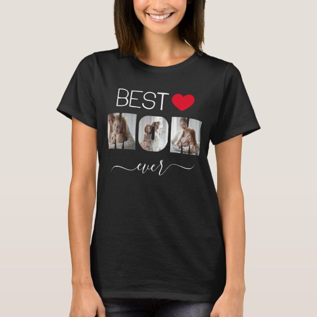 Beste Mama je 3 Fotos Collage Sweet Heart T-Shirt (Vorderseite)