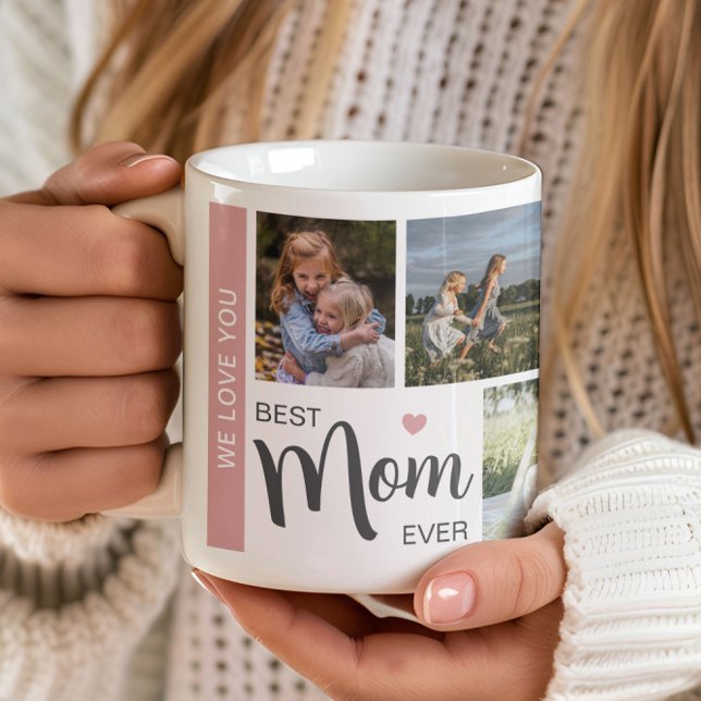 Beste Mama je 5 Foto Mütter Tag Kaffeetasse (Create your own custom Best Mom photo collage coffee mug by MINTIC DESIGN STUDIO)