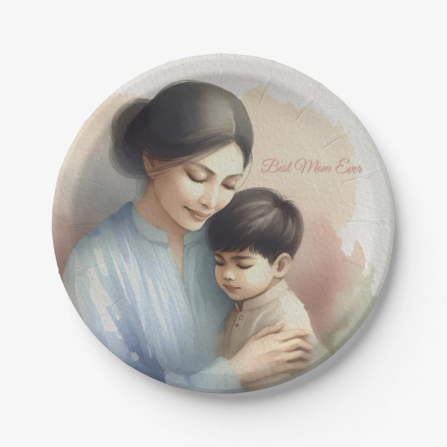 Beste Mama je Aquarellbilder Pappteller (Vorderseite)
