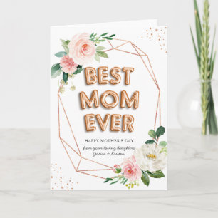 Beste Mama je Ballon Text Elegant Blush Karte