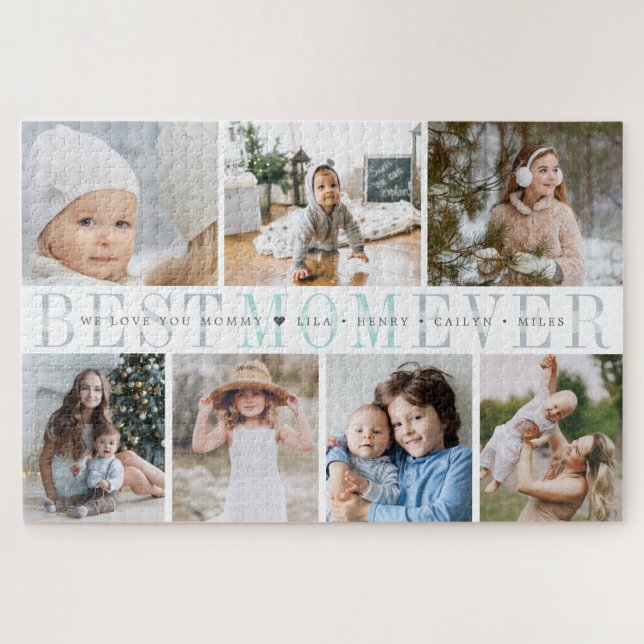 Beste Mama je | Benutzerdefinierte Message & Kid-F Puzzle (Horizontal)