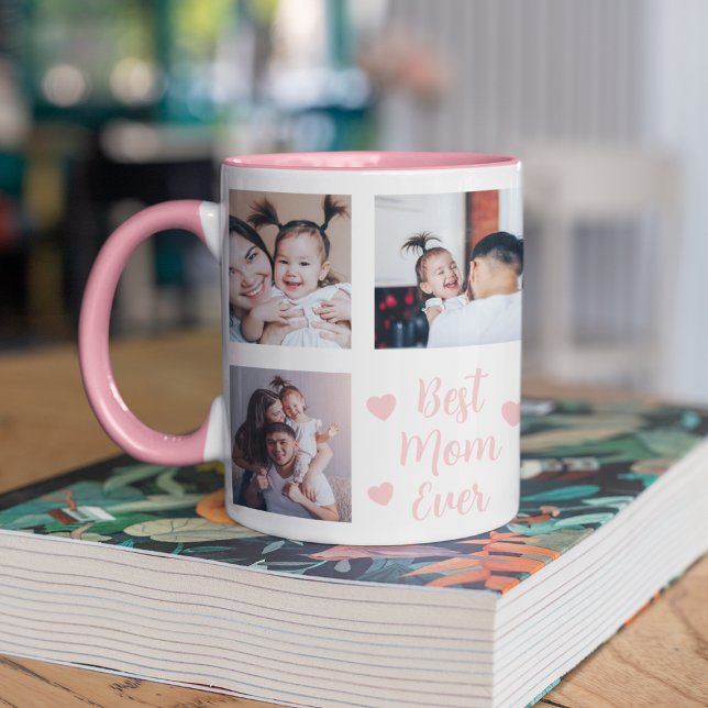 Beste Mama je benutzerdefiniertes 8-Foto-Rosa Tasse (Pink Best Mom Ever Personalized Photo Mug
)