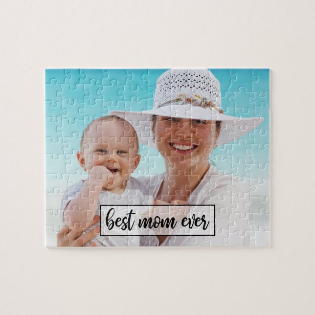 Beste Mama je benutzerdefiniertes Foto Modernes Sk Puzzle (Horizontal)