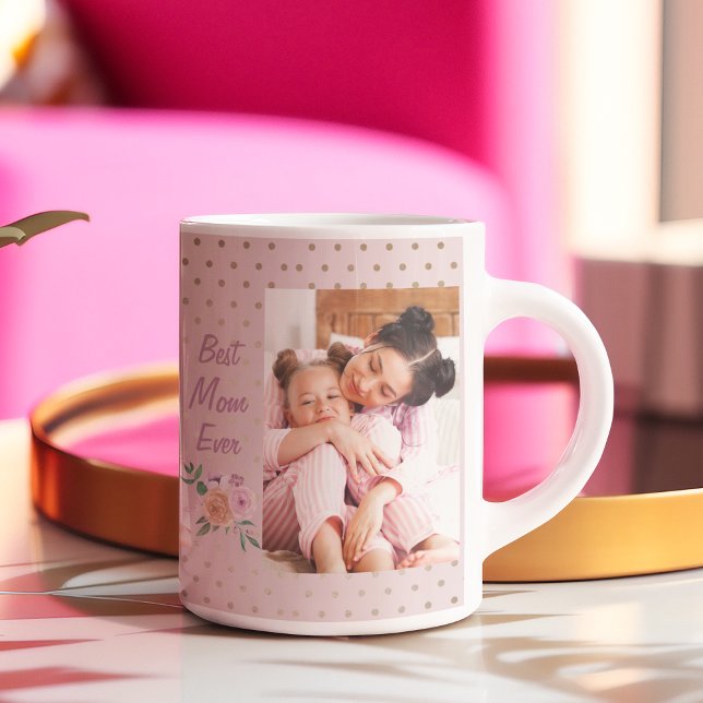 Beste Mama je benutzerdefiniertes Foto Rosa Mutter Kaffeetasse (Rose Gold Dots Best Mom Custom Mother's Day Photo Coffee Mug
)