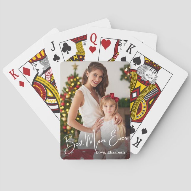 Beste Mama je benutzerdefiniertes Foto Spielkarten (Rückseite)