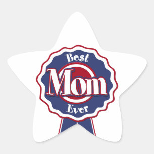 Beste Mama je Blue Ribbon Stern-Aufkleber