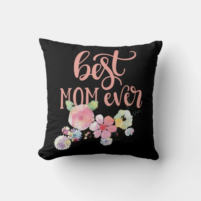 Beste Mama je. Blume Kissen (Vorderseite)