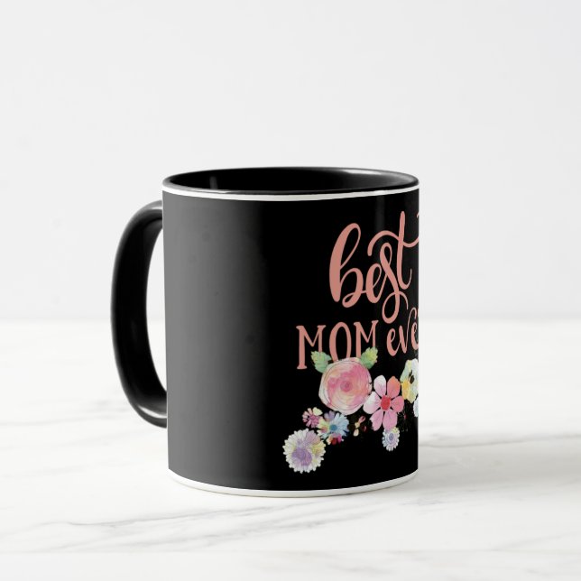 Beste Mama je. Blume Tasse (Vorderseite Links)