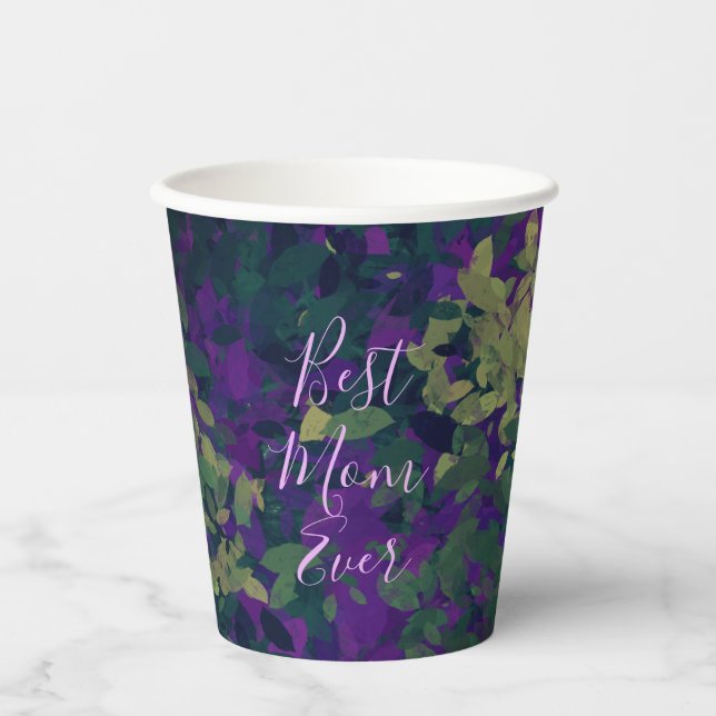 Beste Mama je Blumengarten Handgemalt Pappbecher (Vorderseite)