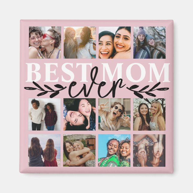 Beste Mama je blush Pink FotoCollage Magnet (Vorne)